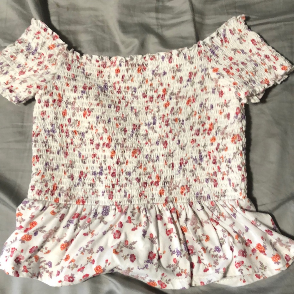 JUNIORS multicolor off the shoulder blouse